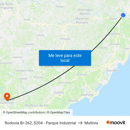 Rodovia Br-262, 5204 - Parque Industrial to Multivix map
