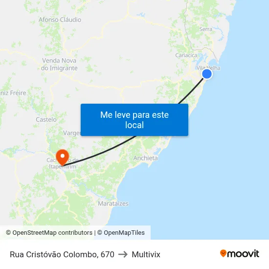 Rua Cristóvão Colombo, 670 to Multivix map