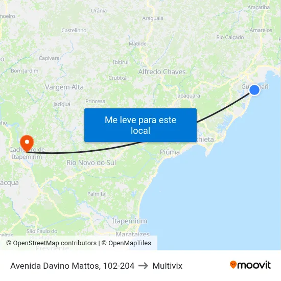 Avenida Davino Mattos, 102-204 to Multivix map