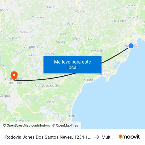 Rodovia Jones Dos Santos Neves, 1234-1308 to Multivix map