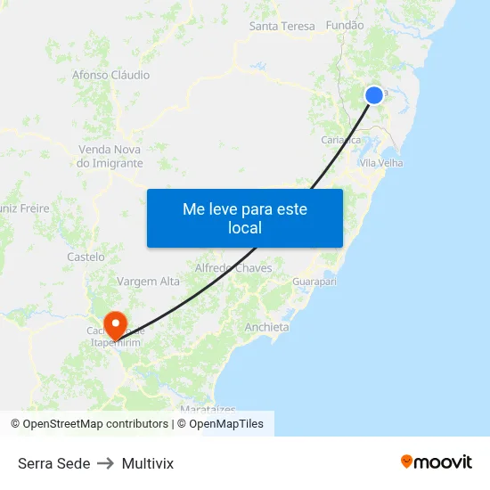 Serra Sede to Multivix map