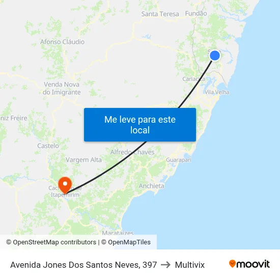 Avenida Jones Dos Santos Neves, 397 to Multivix map