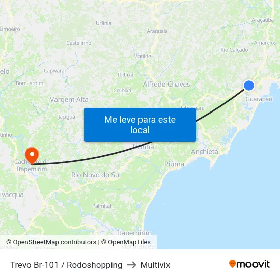 Trevo Br-101 / Rodoshopping to Multivix map
