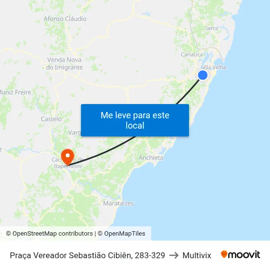 Praça Vereador Sebastião Cibiên, 283-329 to Multivix map