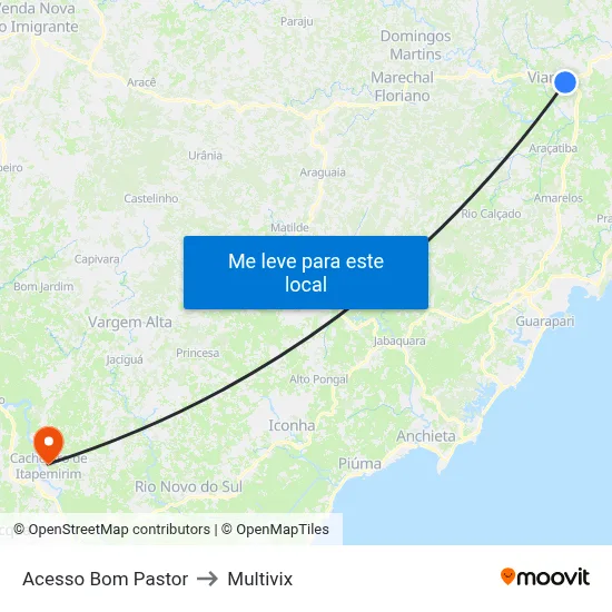 Acesso Bom Pastor to Multivix map