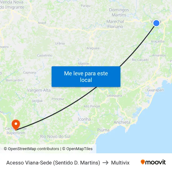Acesso Viana-Sede (Sentido D. Martins) to Multivix map