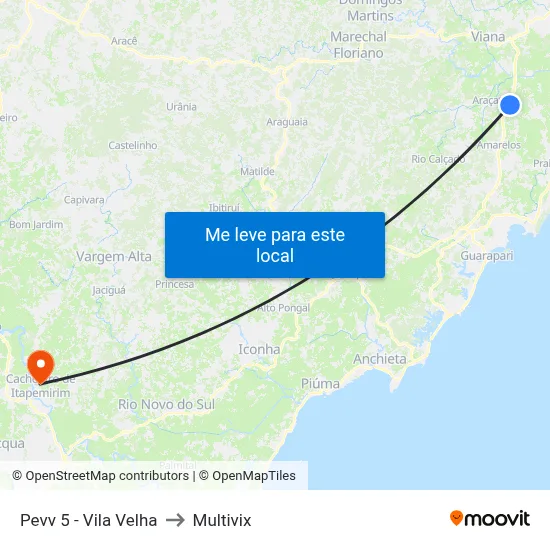 Pevv 5 - Vila Velha to Multivix map
