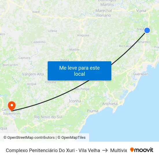 Complexo Penitenciário Do Xuri - Vila Velha to Multivix map
