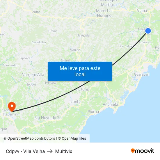 Cdpvv - Vila Velha to Multivix map