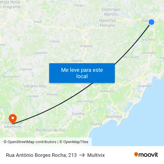 Rua Antônio Borges Rocha, 213 to Multivix map