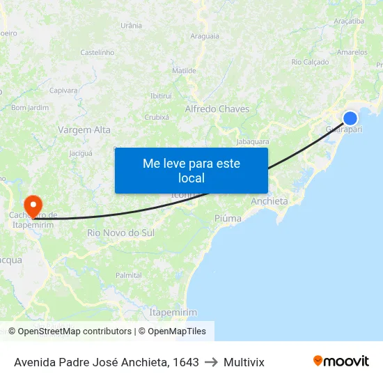 Avenida Padre José Anchieta, 1643 to Multivix map