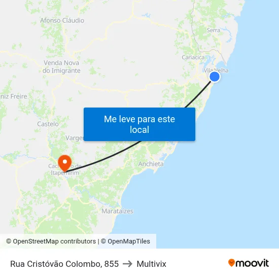 Rua Cristóvão Colombo, 855 to Multivix map