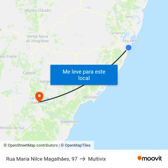 Rua Maria Nilce Magalhães, 97 to Multivix map
