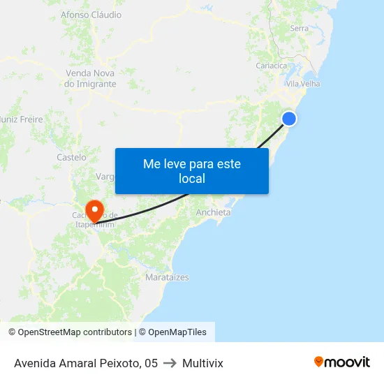 Avenida Amaral Peixoto, 05 to Multivix map