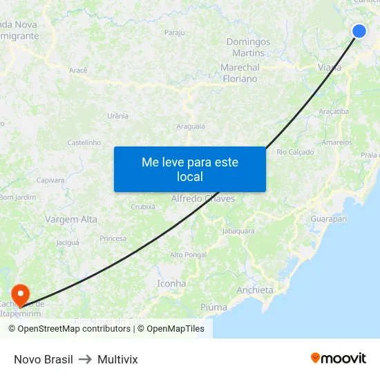 Novo Brasil to Multivix map