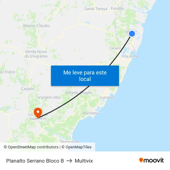 Planalto Serrano Bloco B to Multivix map