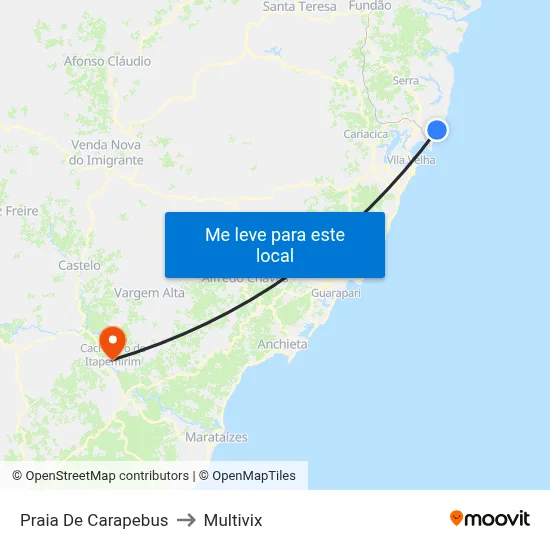 Praia De Carapebus to Multivix map