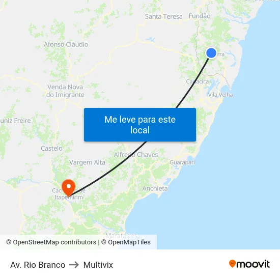 Av. Rio Branco to Multivix map