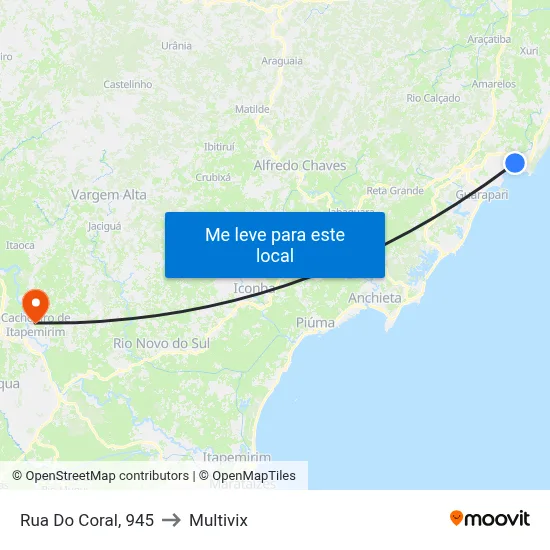 Rua Do Coral, 945 to Multivix map