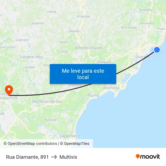 Rua Diamante, 891 to Multivix map