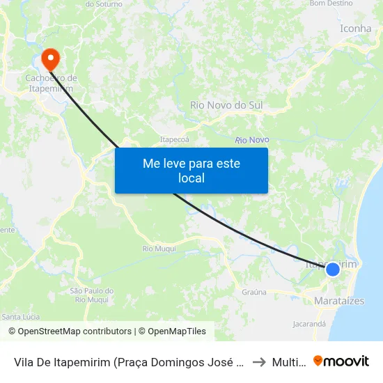 Vila De Itapemirim (Praça Domingos José Martins) to Multivix map