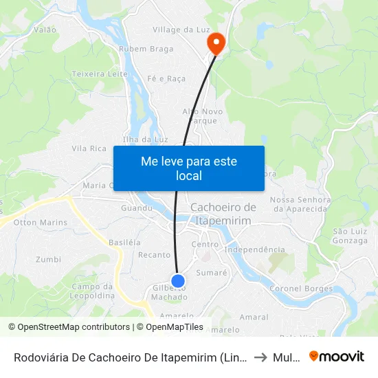 Rodoviária De Cachoeiro De Itapemirim (Linhas Municipais) to Multivix map