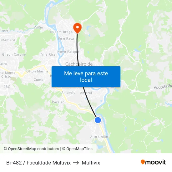 Br-482 / Faculdade Multivix to Multivix map
