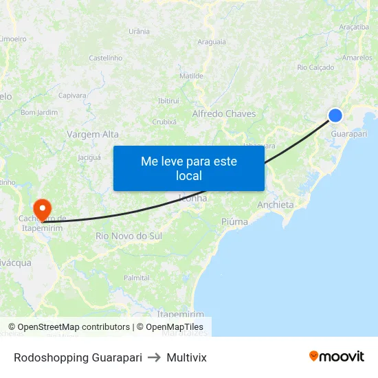 Rodoshopping Guarapari to Multivix map