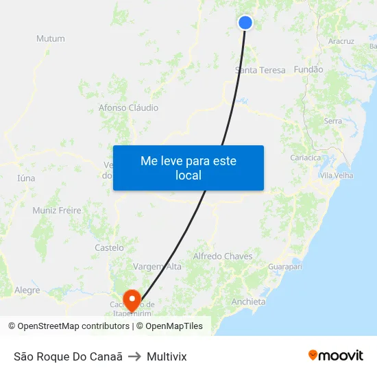 São Roque Do Canaã to Multivix map