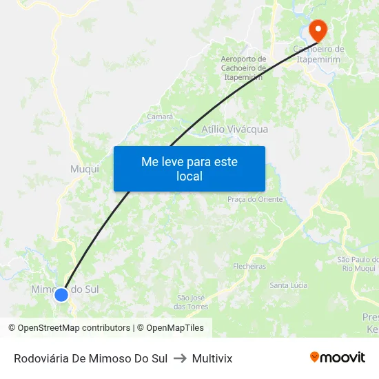 Rodoviária De Mimoso Do Sul to Multivix map