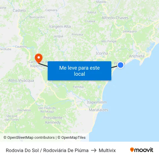 Rodovia Do Sol / Rodoviária De Piúma to Multivix map
