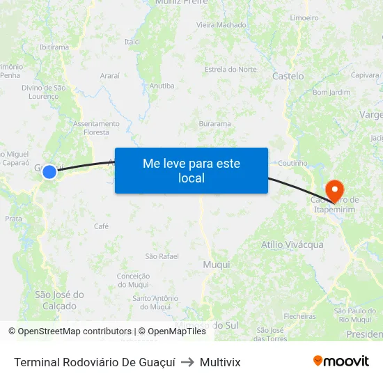 Terminal Rodoviário De Guaçuí to Multivix map
