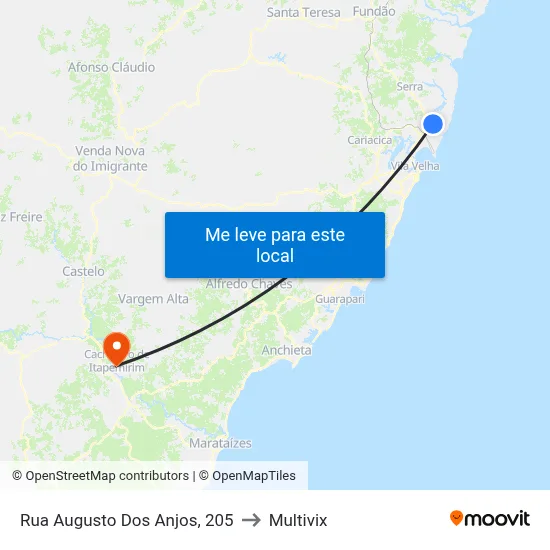 Rua Augusto Dos Anjos, 205 to Multivix map