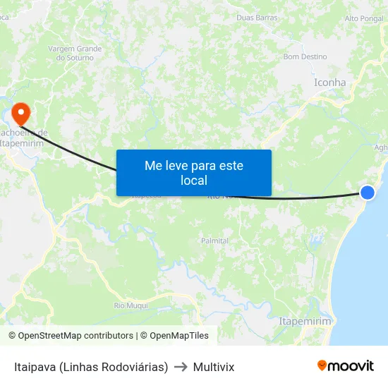 Itaipava (Linhas Rodoviárias) to Multivix map