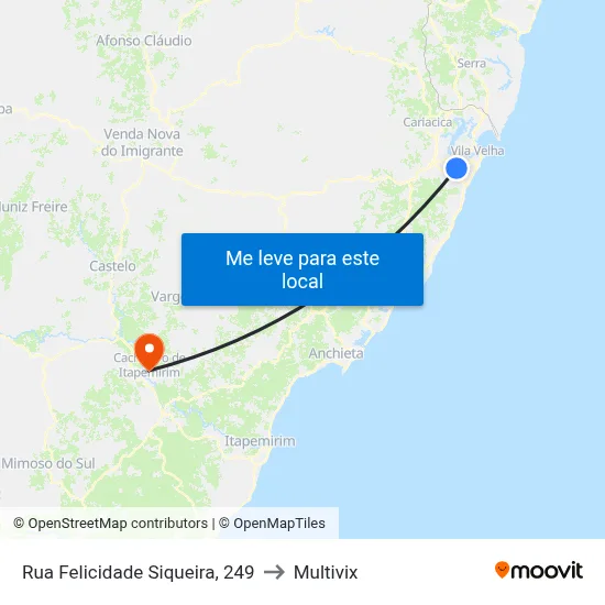 Rua Felicidade Siqueira, 249 to Multivix map