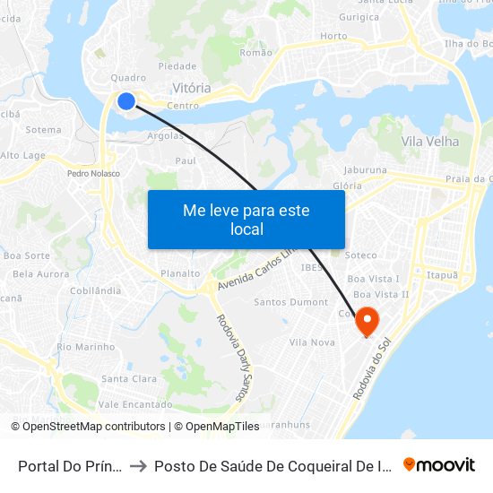 Portal Do Príncipe to Posto De Saúde De Coqueiral De Itaparica map