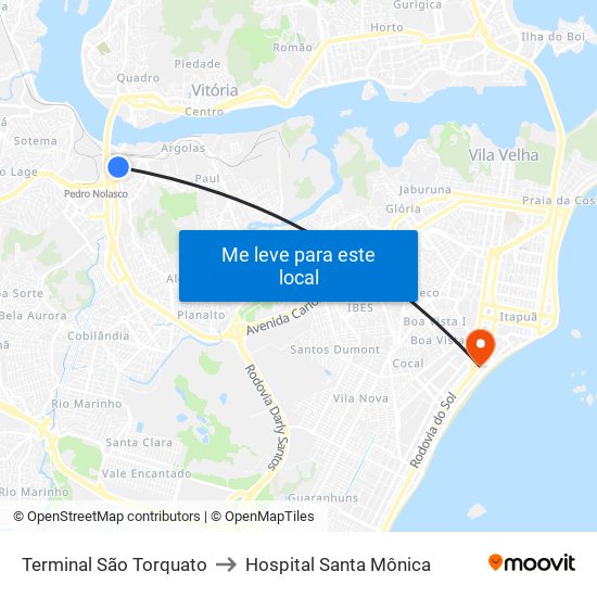 Terminal São Torquato to Hospital Santa Mônica map