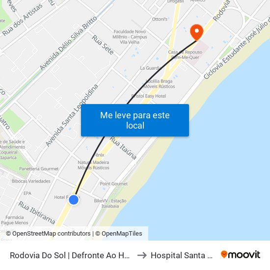 Rodovia Do Sol | Defronte Ao Hotel Faraóh to Hospital Santa Mônica map
