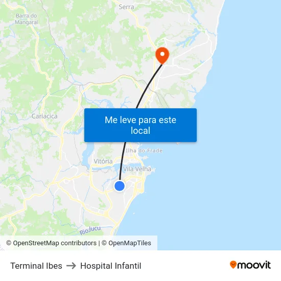 Terminal Ibes to Hospital Infantil map