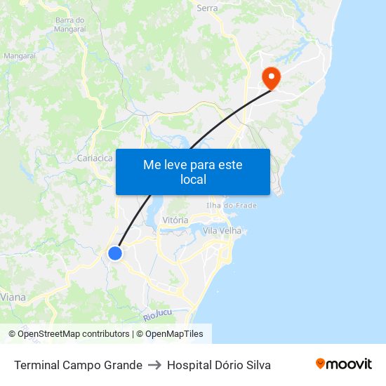 Terminal Campo Grande to Hospital Dório Silva map