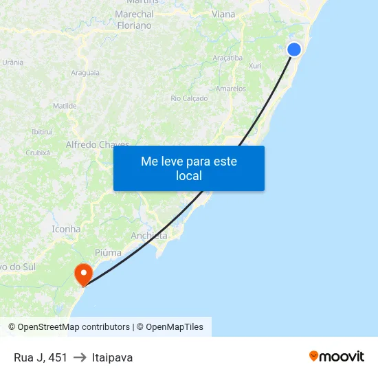 Rua J, 451 to Itaipava map