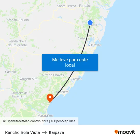 Rancho Bela Vista to Itaipava map
