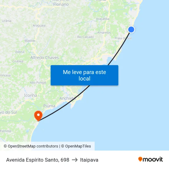 Avenida Espírito Santo, 698 to Itaipava map