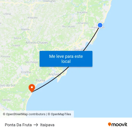 Ponta Da Fruta to Itaipava map