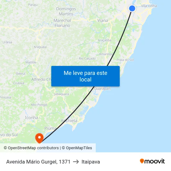 Avenida Mário Gurgel, 1371 to Itaipava map