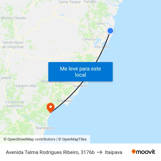 Avenida Talma Rodrigues Ribeiro, 3176b to Itaipava map