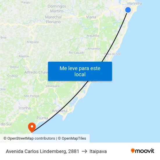Avenida Carlos Lindemberg, 2881 to Itaipava map
