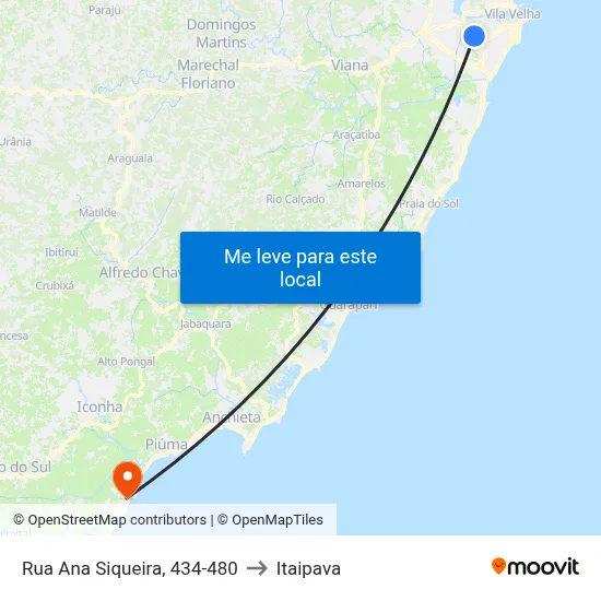 Rua Ana Siqueira, 434-480 to Itaipava map