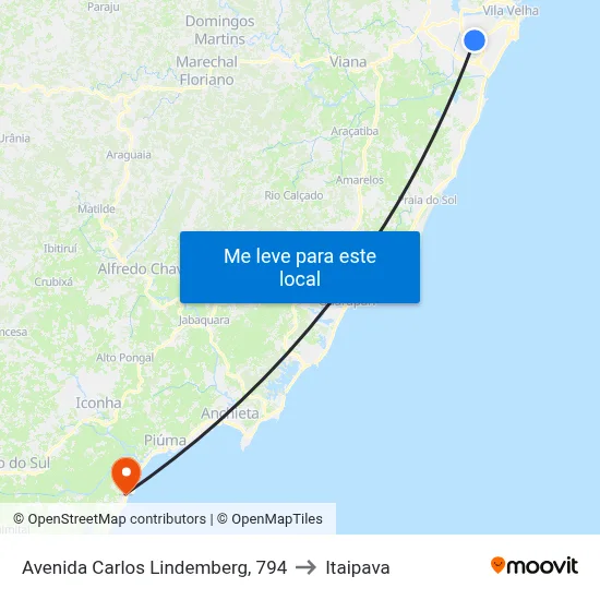 Avenida Carlos Lindemberg, 794 to Itaipava map