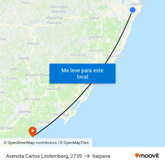 Avenida Carlos Lindemberg, 2739 to Itaipava map